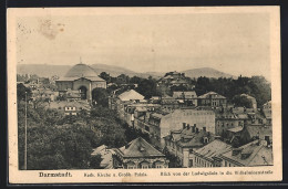 AK Darmstadt, Blick Von Der Ludwigssäule In Die Wilhelminenstrasse Mit Grossh. Palais  - Darmstadt