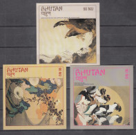 BHUTAN, 2003,  Japanese Paintings,  MS,  Set 3 V,  MNH, (**) - Bhután