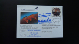 Carte Lufthansa Airbus A340 Tour Flown Postcard On Flight Berlin Frankfurt 1992 - Cartas & Documentos