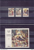 CHYPRE 1972 Noël, Peintures Murales Yvert 376-378 + BF 8, Michel 384-386 + Bl 8 NEUF** MNH Cote Yv  6,50 Euros - Ungebraucht