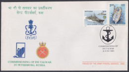 Inde India 2003 Special Cover INS Talwar, St. Petersburg, Russia, Aircraft Carrier, Indian Navy, Pictorial Postmark - Covers & Documents