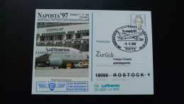 Entier Postal Stationery Card Vol Flight Stuttgart Rostock Lufthansa Naposta 1997 - Avions