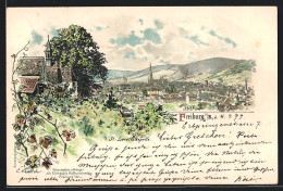 Lithographie Freiburg / Breisgau, St.Loretto Kapelle Und Ortsansicht  - Freiburg I. Br.