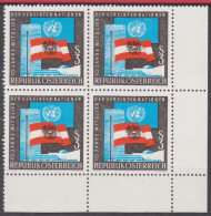1965 , Mi 1197 (1) -  4er Block Postfrisch - Österreich 10 Jahre Mitglied Der Vereinten Nationen - Nuevos