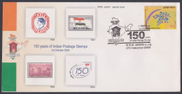 Inde India 2004 Special Cover First Stamps, Queen Victoria, Postbox, Map, Flag, Camel Post, Pictorial Postmark - Covers & Documents