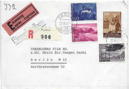 Postzegels > Europa > Liechtenstein > 1961-70 > Aangetekende Brief Met 4 Postzegels (17905) - Storia Postale