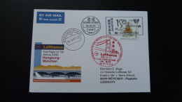 Premier Vol First Flight Hong Kong Munchen Airbus A340 Lufthansa 2001 - Briefe U. Dokumente
