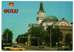 Oulu Cathedral, Street View, Vintage Cars, Finland Unused Postcard. Published For USSR Market (price 6 Kopeks) - Finlandia