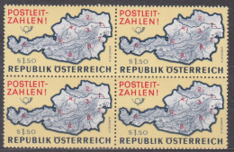 1966 , Mi 1201 ** (2) -  4er Block Postfrisch - Einführung Der Postleitzahlen - Unused Stamps