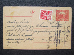 GANZSACHE Žiželice - Semily 1920 ODPOVĚĎ Hradčany  // P5950 - Cartas & Documentos