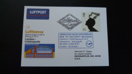 Premier Vol First Flight London Indianapolis Boeing 747 Lufthansa 2001 - Storia Postale