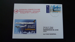 Premier Vol First Flight Amsterdam Indianapolis Boeing 747 Lufthansa 2001 - Storia Postale