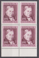 1966 , Mi 1203 ** (3) -  4er Block Postfrisch - 50. Todestag Von Marie Von Ebner - Eschenbach - Neufs