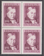 1966 , Mi 1203 ** (3) -  4er Block Postfrisch - 50. Todestag Von Marie Von Ebner - Eschenbach - Unused Stamps