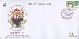 India  2021  WWF  SIKKIMPEX  Red Panda  Special Cover #  34067   D Inde Indien - Covers & Documents