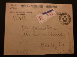LR PTT OBL.26-4 1950 PARIS CHEQUES POSTAUX + ETIQUETTE R PARIS-ECHANGE - 1921-1960: Période Moderne