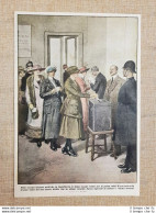 Retrocopertina La Domenica Del Corriere Del 1919 Inghilterra 1° Voto Delle Donne - Other & Unclassified