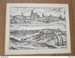 Veduta Della Città Praga Palatium Imperatorum Anno 1596 Braun Hogenberg Ristampa - Geographische Kaarten