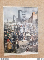 Retrocopertina Domenica Del Corriere 1912 Incendio Miniera Westfalia 120 Morti - Andere & Zonder Classificatie