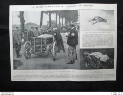 Corsa Parigi - Madrid: Libourne, Morte Di Loraine-Barrow Stampa Del 1903 - Other & Unclassified