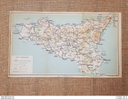 Carta O Cartina Del 1953 La Regione Sicilia Touring Club Italiano - Geographische Kaarten