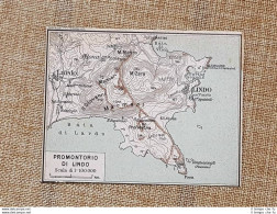 Carta O Cartina Del 1929 Lindo Lardo Baia Di Lardo Grecia Touring Club Italiano - Mapas Geográficas