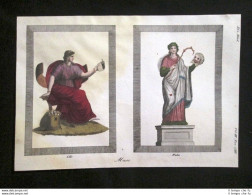 Muse, Clio, Talio Incisione Colorata A Mano Del 1820 Mitologia Pozzoli - Vor 1900