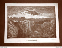 Incisione Gustave Dorè Del 1874 Roccie Dell'Aumalluch Majorca Spagna Davillier - Avant 1900