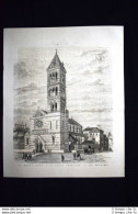 La Nuova Roma - La Chiesa Americana In Via Nazionale Incisione Del 1876 - Avant 1900