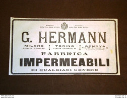 Pubblicità Del 1912 Impermeabili G. Hermann - Autres & Non Classés
