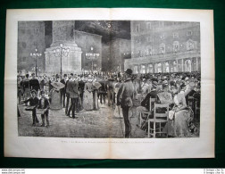 Incisione Enorme - A Roma Nel 1885, La Musica In Piazza Colonna - Avant 1900