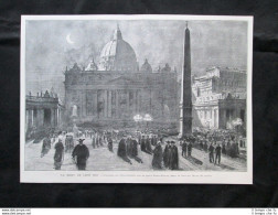 La Morte Di Papa Leone XIII - Attesa In Piazza San Pietro Stampa Del 1903 - Sonstige & Ohne Zuordnung