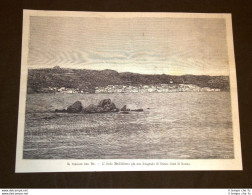 Arcipelago Di La Maddalena Nel 1889 Rara Veduta Dell'Isola Maddalena Sardegna - Avant 1900