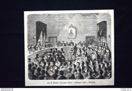 Sala Del Tribunale Correzionale Durante I Dibattimenti  Incisione Del 1869 - Before 1900