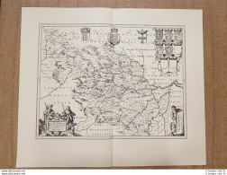 Carta Geografica Mappa Eboracensis The Westriding Of Yorke Shire Anno 1662 Blaeu - Mapas Geográficas