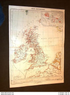 Antica Carta Geografica O Mappa Fine '800 Ancient Map Inghilterra Ed Irlanda - Avant 1900