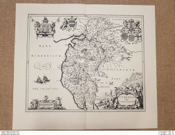 Carta Geografica O Mappa Cumberland Inghilterra Anno 1645 J. Blaeu Ristampa - Carte Geographique