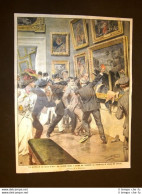 Retrocopertina Domenica Del Corriere 1907 Parigi Museo Louvre Vandalo Capolavoro - Otros & Sin Clasificación
