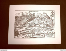 Antica Veduta Della Città Di Terracina Incisione Del '600 Ristampa - Autres & Non Classés