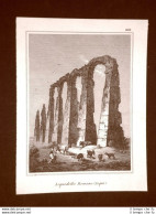 Acqui L'acquedotto Romano Incisione Su Rame All'acquaforte Del 1835 Audot - Avant 1900