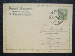 GANZSACHE Chotěboř - Štěpáno Bahnpost Zugstempel  Pardubice - Brod 1936 Mazura  // P5970 - Lettres & Documents