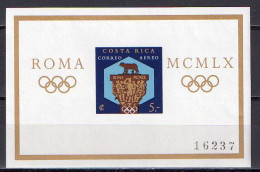 Costa Rica 1960 Olympic Games Rome S/s Imperf. MNH - Verano 1960: Roma