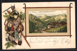 Lithographie Hirschberghaus In Den Grünen Bergen, Bergsteigerausrüstung  - To Identify