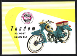 AK Motorrad-Reklame Für Das Modell Tandem Der Halleiner Motorenwerke  - Motos
