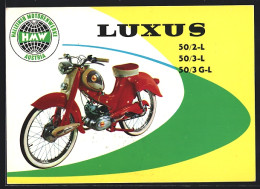 AK Motorrad Luxus Der Typen 50 /2-L, 50 /3-L Und 50 /3 G-L Der Halleiner Motorenwerke, Reklame  - Advertising