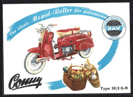 AK Motorrad Conny Typ 50 /3 G-R, Reklame Der Halleiner Motorenwerke  - Publicité