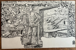 Weihnachten Inder Fliegerbatterie - Zeichner Illustrateur A. Herrmann - Jul. Manias Strasbourg, Militäramtlich Gnehmigt - Humour