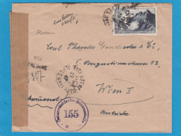 LETTRE RECOMMANDEE AVEC "ETIQUETTE DE LR PROVISOIRE" DE NICE POUR VIENNE,OUVERTE PAR LA CENSURE AUTRICHIENNE,1948. - Brieven En Documenten