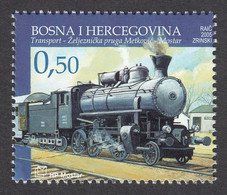 Bosnia Croatia 2005 Locomotive Trains Railroad Transportation, MNH - Bosnië En Herzegovina