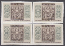 1966 , Mi 1207 ** (1) -  4er Block Postfrisch - 150 Jahre Österreichische Nationalbank - Unused Stamps